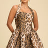 Wild Grace Jacquard Halter Mini Dress - Leopard - Palazzo Couture Online