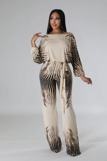 Wide leg jumpsuit with adjustable waist strap