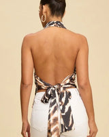Wild Luxe Halter Drape Cowl Top – Multi - women's cropped top