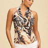 Wild Luxe Halter Drape Cowl Top – Multi for women - crop top by Palazzo Couture