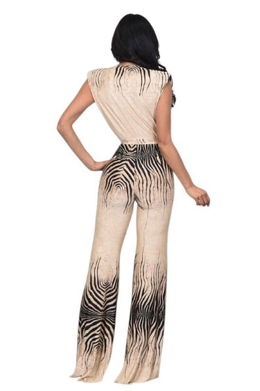 Women’s belted jumpsuit with print – Wild Muse style waist‑cinch one‑piece