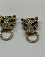 Wild Party Earrings – Crystal Leopard Earrings with Ring Detail - women's statement jewelry