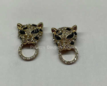 Wild Party Earrings – Crystal Leopard Earrings with Ring Detail - women's statement jewelry