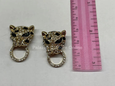 Wild Party Earrings – Crystal Leopard Earrings with Ring Detail - stylish accessory for every outfit