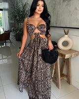 Wild Rhythm Python Satin Cut - Out Maxi Dress - Palazzo Couture Online