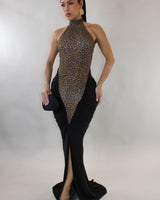 Wild Siren Illusion Ruched Maxi Dress - Animal Print - Palazzo Couture Online