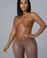 Wild Tamer Faux Leather Corset with Sweetheart Neckline - view 2