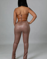 Wild Tamer Faux Leather Corset with Sweetheart Neckline - view 4