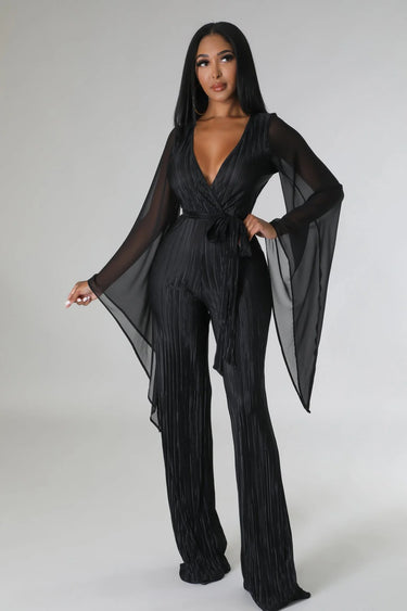 Wine and Dine Jumpsuit (Black) - elegant jumpsuit for parties and events
