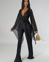 Wine and Dine Jumpsuit (Black) - women's one-piece outfit for going out