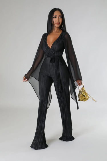 Wine and Dine Jumpsuit (Black) - women's one-piece outfit for going out