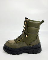 Fashion combat boots with lace details and reinforced toe
