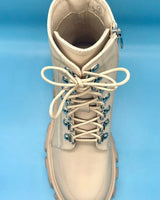 Winter Princess Jaque Cream Lace Boots with Chunky Platform Sole - women's fashion boots