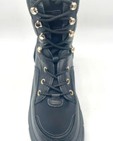 Winter Princess Kate Black Lace Boots with Chunky Platform Sole - women's fashion boots