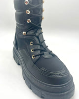 Winter Princess Kate Black Lace Boots with Chunky Platform Sole - trendy women's boots