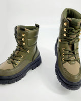 Winter Princess Kate Combat Boots (Olive) - women's fashion boots