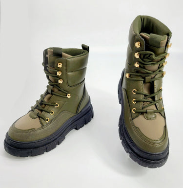 Winter Princess Kate Combat Boots (Olive) - women's fashion boots