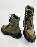 Winter Princess Kate Combat Boots (Olive) - stylish boots for going out