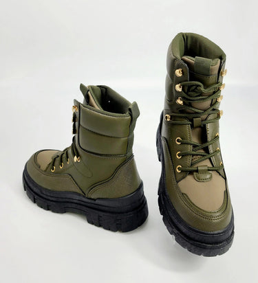 Winter Princess Kate Combat Boots (Olive) - stylish boots for going out