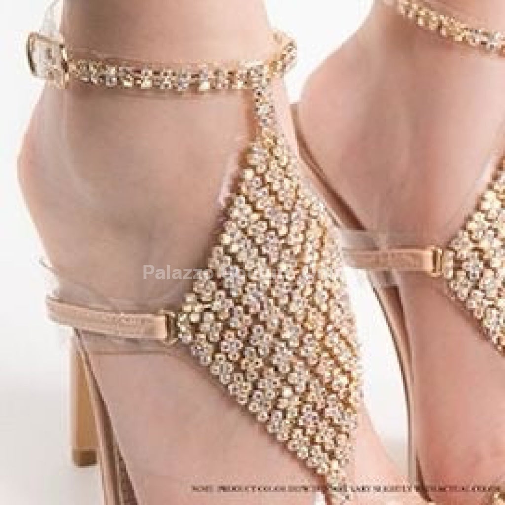 Woman Rhinestone Stiletto Hell Dress Shoes( Nude) Shoes