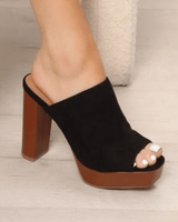 Women Thick Heeled Platform Slide Sandals (Black - Palazzo Couture Online