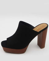 Women Thick Heeled Platform Slide Sandals (Black - Palazzo Couture Online
