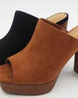 Women Thick Heeled Platform Slide Sandals (Camel) - Palazzo Couture Online