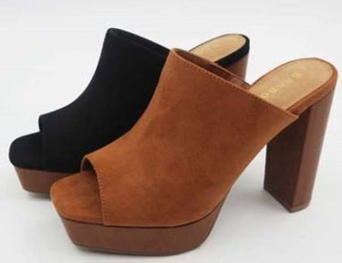 Women Thick Heeled Platform Slide Sandals (Camel) - Palazzo Couture Online