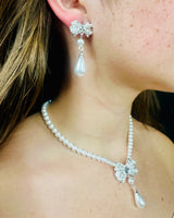 Pearl Blossom Drop Necklace Set