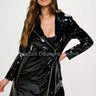 Women’s Latex Trench Coat - Belted Zip-Up Design for women - stylish outerwear by Palazzo Couture