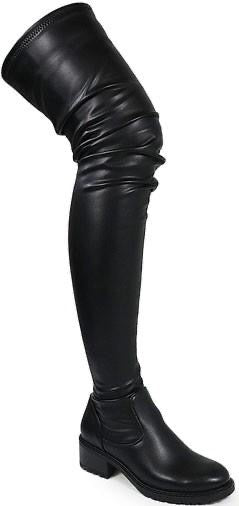 Womens Platform Stretchy Thigh High Boots (Black) - Palazzo Couture Online
