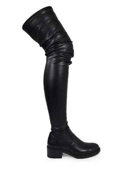 Womens Platform Stretchy Thigh High Boots (Black) - Palazzo Couture Online