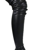 Womens Platform Stretchy Thigh High Boots (Black) - Palazzo Couture Online