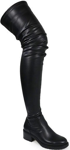 Womens Platform Stretchy Thigh High Boots (Black) - Palazzo Couture Online