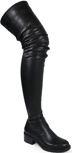 Women’s Platform Thigh High Boots with Stretchy Fit (Black) - trendy women's footwear