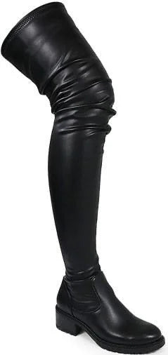 Women’s Platform Thigh High Boots with Stretchy Fit (Black) - comfortable summer shoes