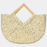 Wood Handle Straw Tote Bag (Natural) for women - bag by Palazzo Couture