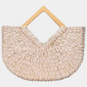 Wood Handle Straw Tote Bag (Peach) for women - bag by Palazzo Couture