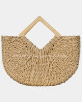 Wood Handle Straw Tote Bag with Woven Natural Texture for women - bag by Palazzo Couture