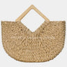 Wood Handle Straw Tote Bag with Woven Natural Texture for women - bag by Palazzo Couture