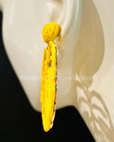 Yellow Statement Earrings – Leaf Design - women's statement jewelry