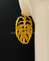 Yellow Statement Earrings – Leaf Design - stylish accessory for every outfit