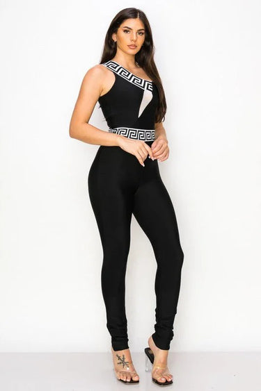 You Are The One Black Jumpsuit – One-Shoulder Bodycon Fit - view 2