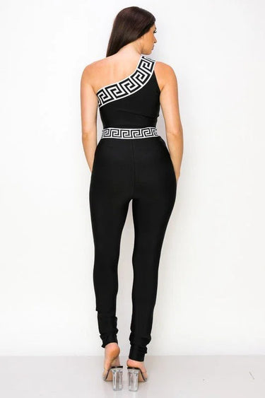 You Are The One Black Jumpsuit – One-Shoulder Bodycon Fit - view 3