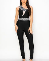 You Are The One Black Jumpsuit – One-Shoulder Bodycon Fit - front view