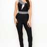 You Are The One Black Jumpsuit – One-Shoulder Bodycon Fit - front view