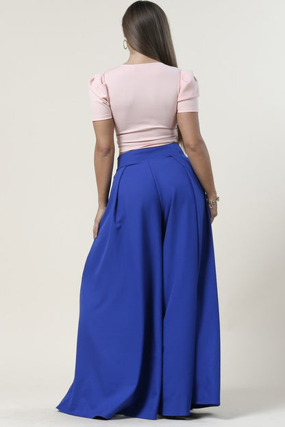 Royal Blue Solid  Wide Palazzo pants