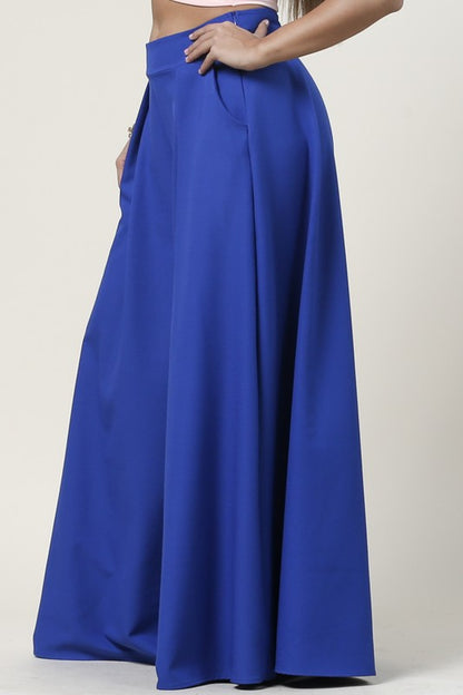 Royal Blue Solid  Wide Palazzo pants