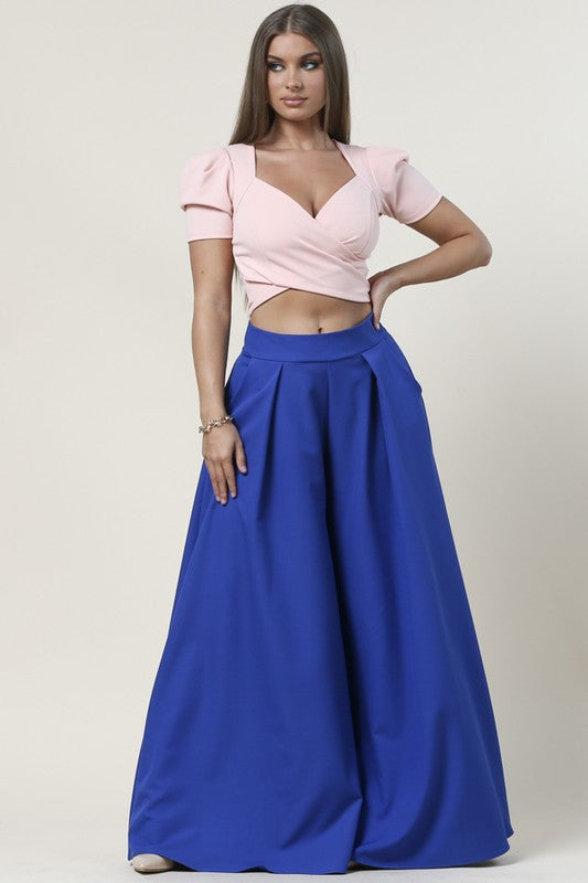 Royal Blue Solid  Wide Palazzo pants