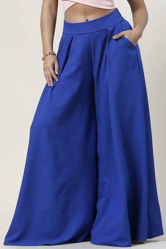 Royal Blue Solid  Wide Palazzo pants